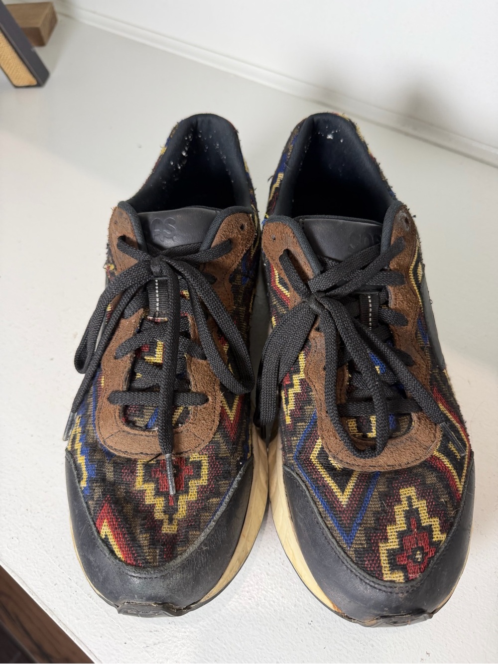 SAS Mens 10.5 M Southwestern Aztec Woven Sneakers Brown Leather Walking Shoes - Picture 3 of 9